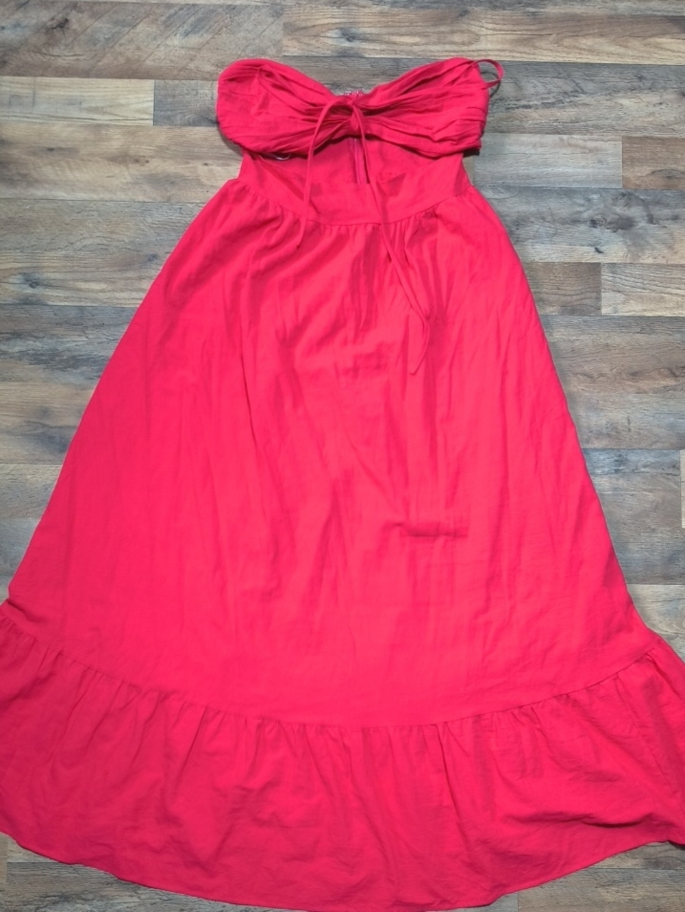 SHEIN Vibrant Pink Strapless Maxi Dress with Tie Front